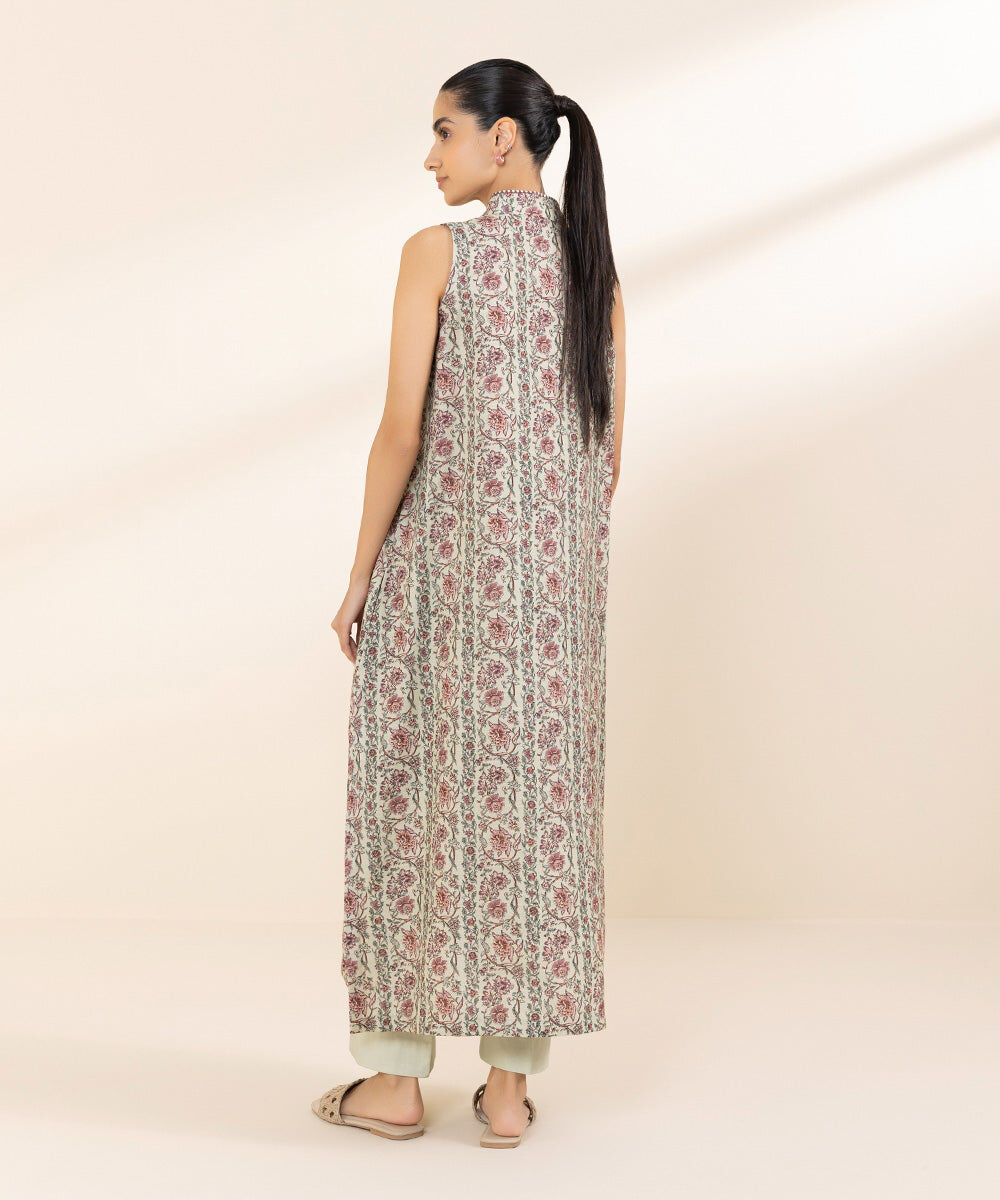 Women's Unstitched Khaddar Off White Printed Shirt