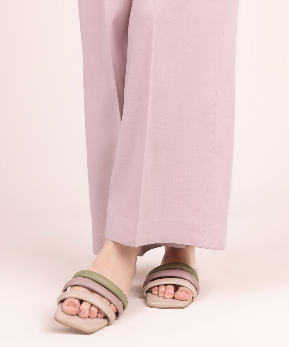Women's RTW Cotton Viscose Solid Pink Culottes