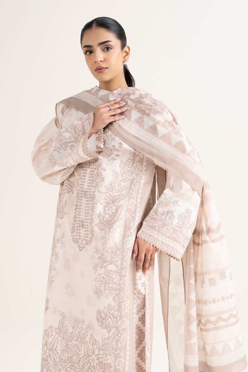 3 Piece - Embroidered Cotton Suit