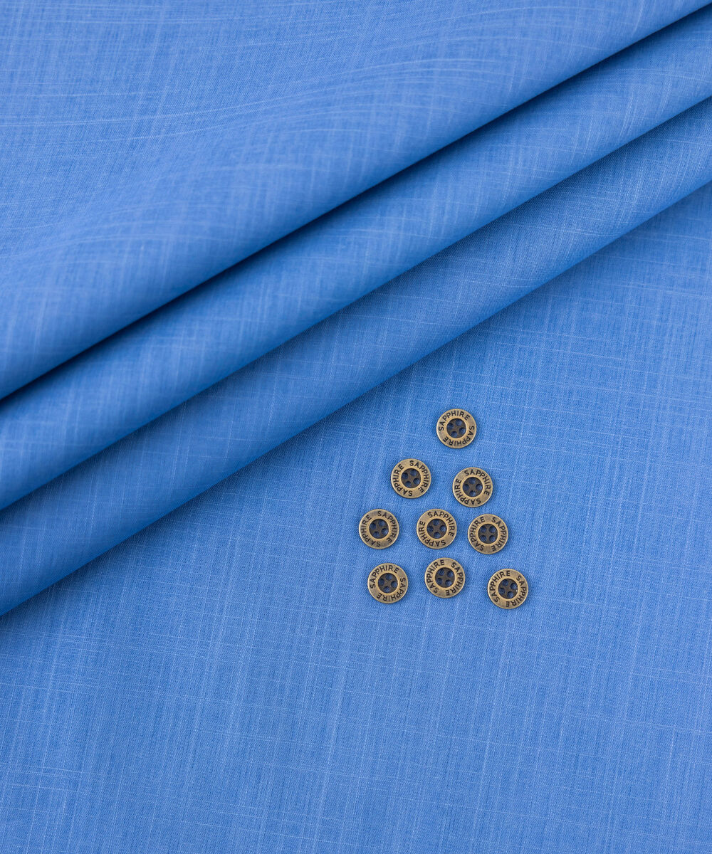 Men's Unstitched 2-Piece Premium Slub Cotton Medium Blue Suit