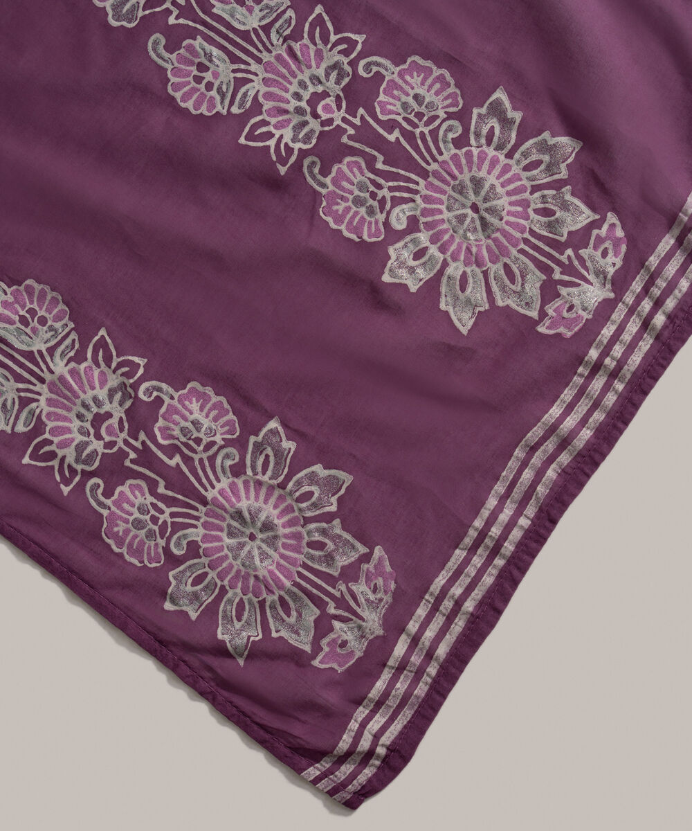 Women's RTW Fine Voil Printed Purple Dupatta