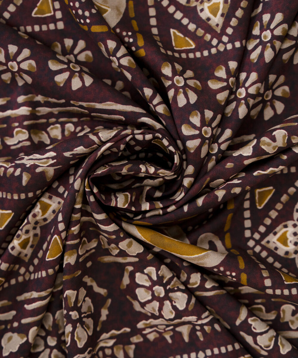 Printed Linen Maroon Dupatta