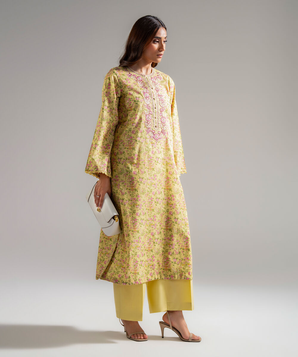 Women's RTW Lawn Embroidered Yellow 2 Piece Suit