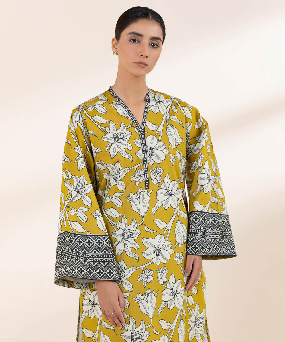 Women's Unstitched Yellow Lawn 2 Piece Suit