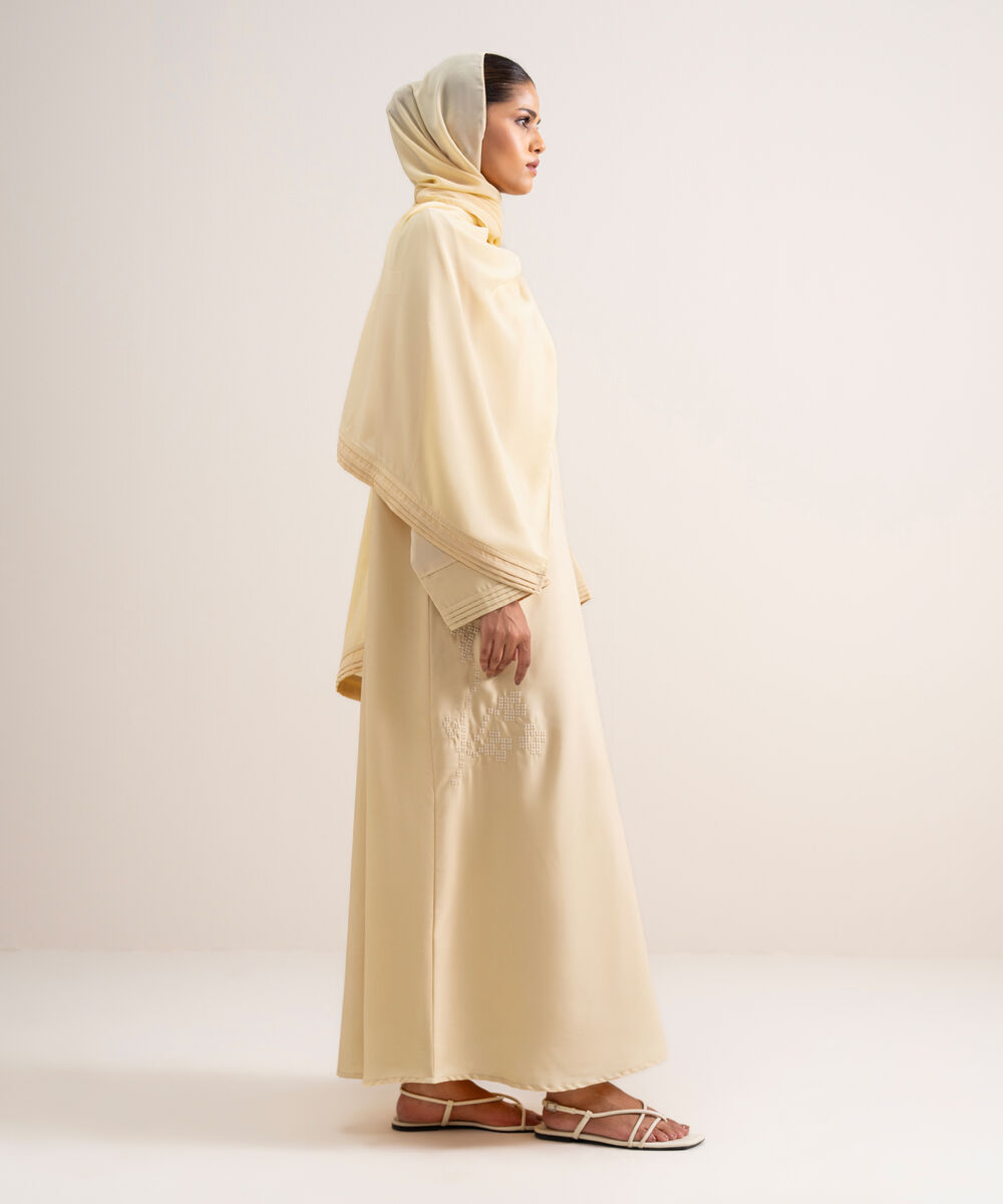 Women's Dusty Yellow Kimono Abbaya Set