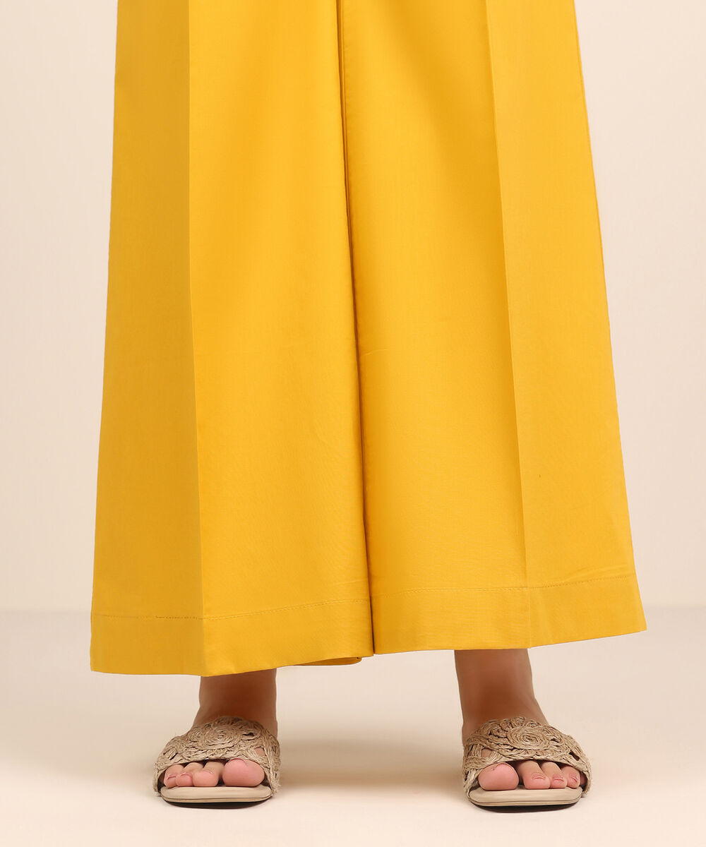 Women's RTW Cambric Yellow Dyed Flared Pants
