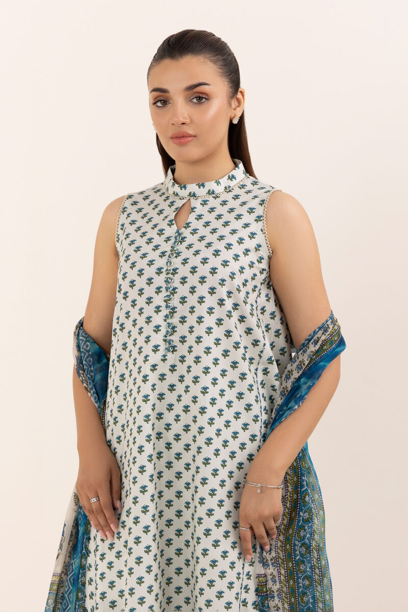 3 Piece - Printed Cotton Suit