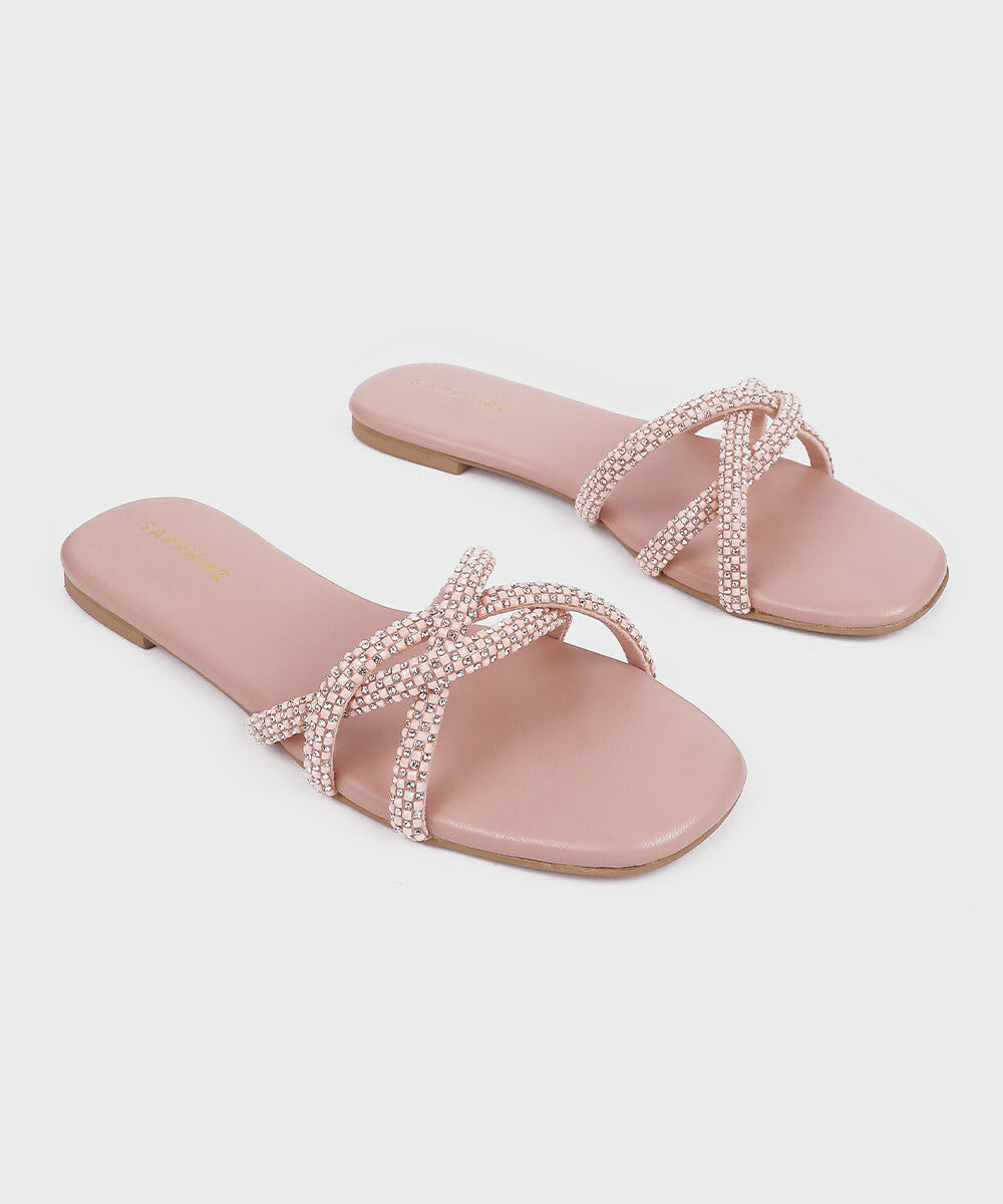 Woman - Pink Pink Embellished Flats