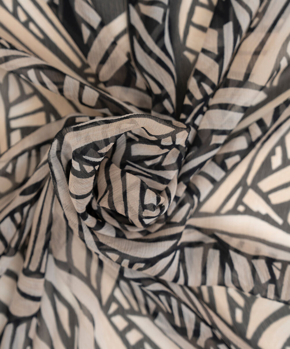 Blended Chiffon Black Printed Dupatta