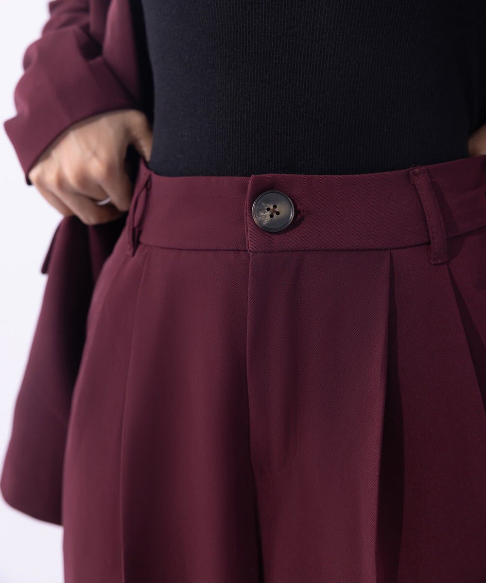 Woman - Red Tailored Wide Leg Trousers