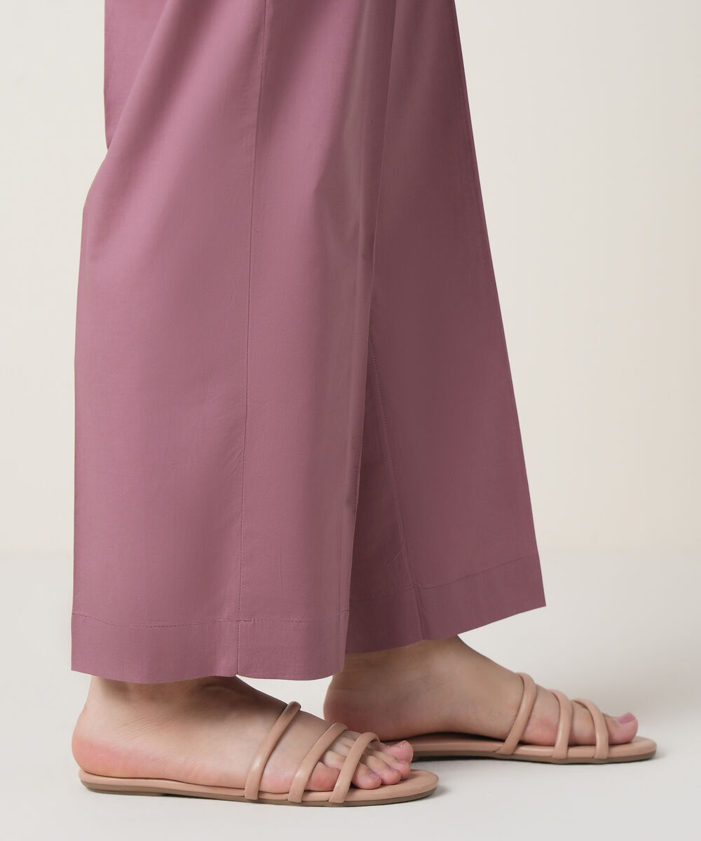 Women's RTW Cambric Pink Solid Trousers