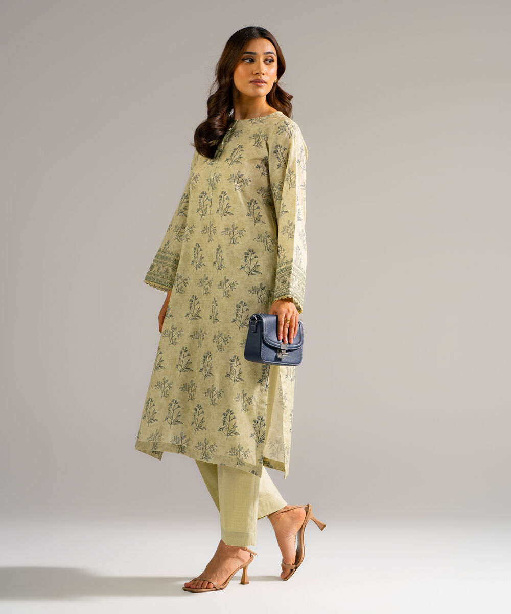 Women's RTW Self Jacquard Embroidered Off White 2 Piece Suit