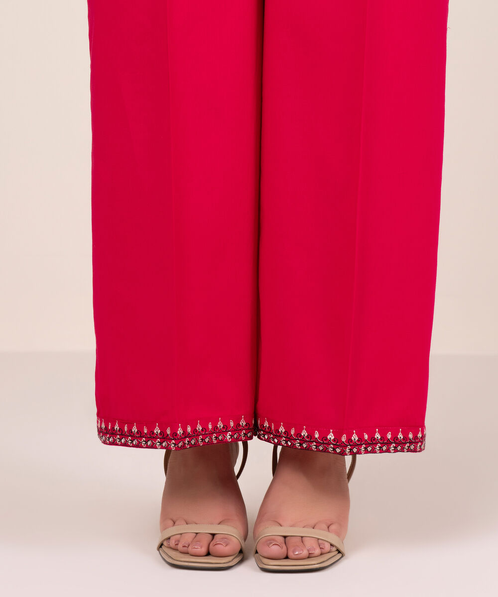Women's RTW Cambric Embroidered Pink Culottes