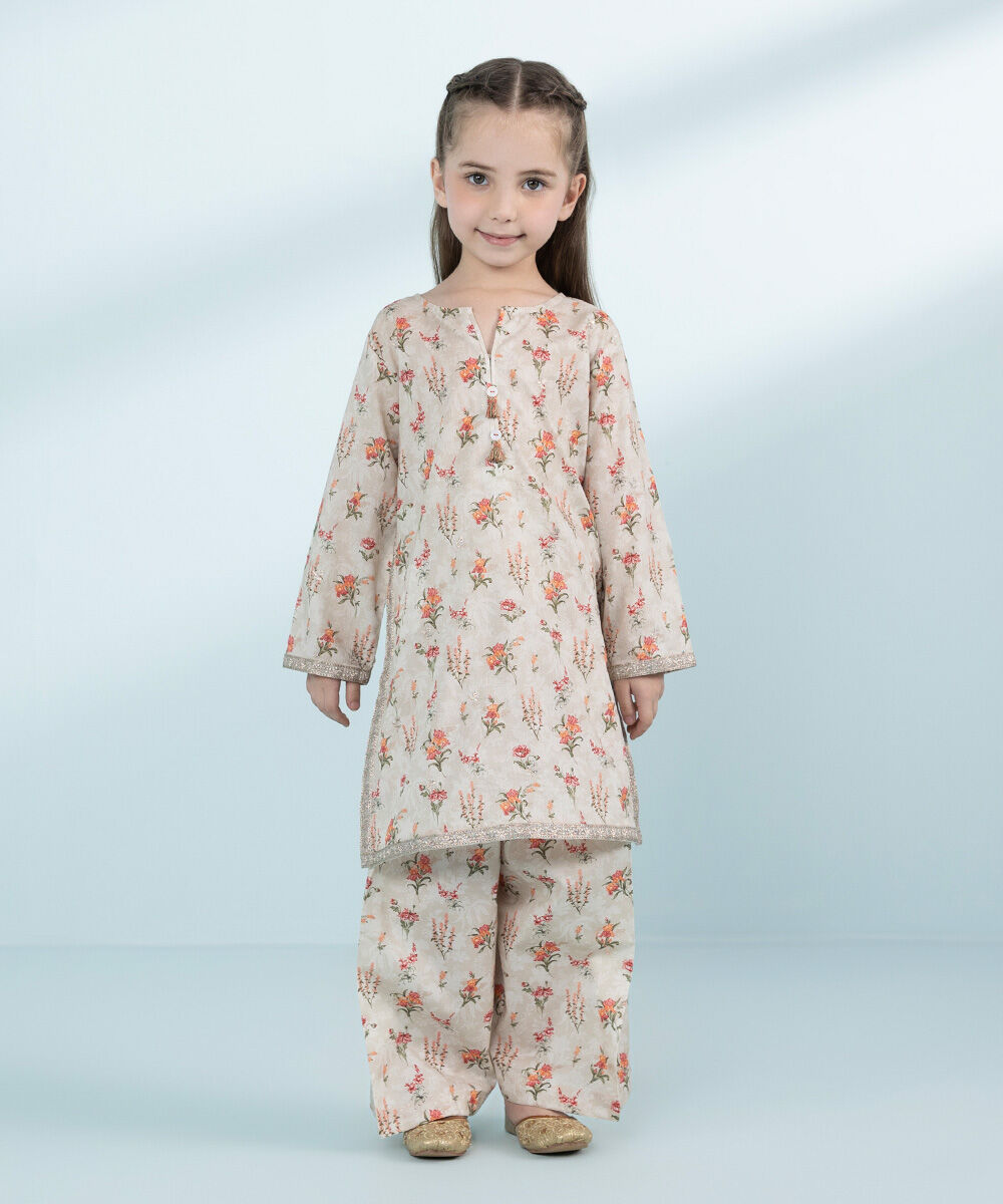 Mommy & Me Girls Two Piece Beige Suit