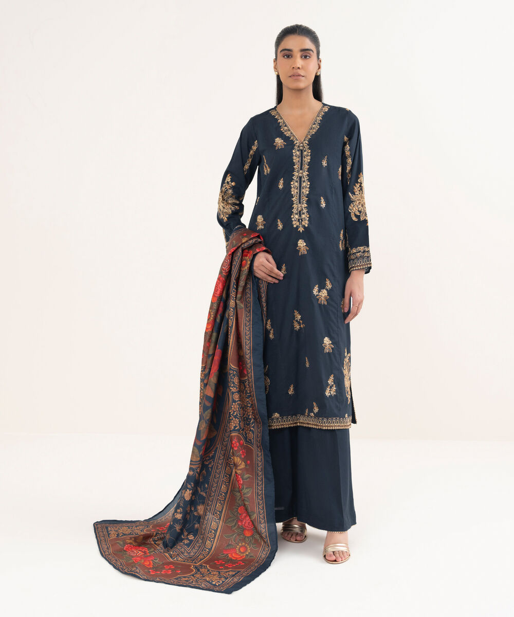 Fancy Manaar Printed Blue Dupatta