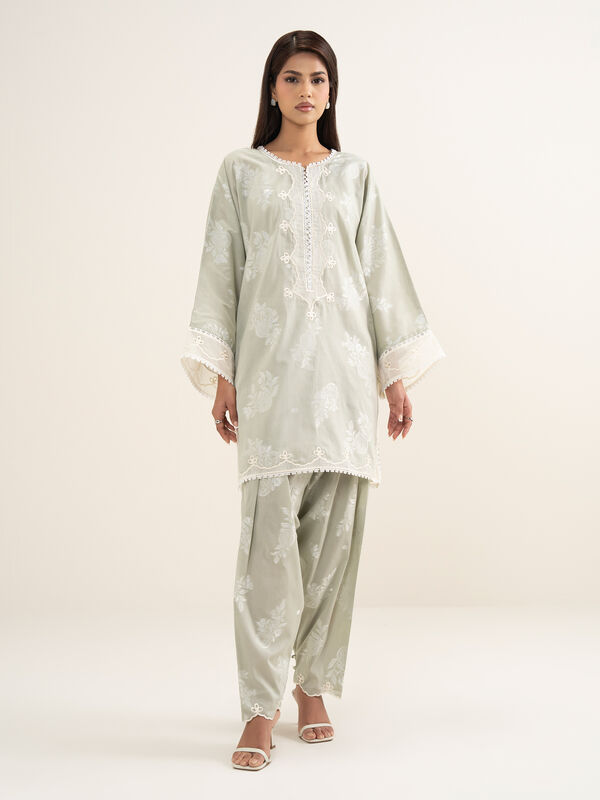 2 Piece - Embroidered Zari Jacquard Suit