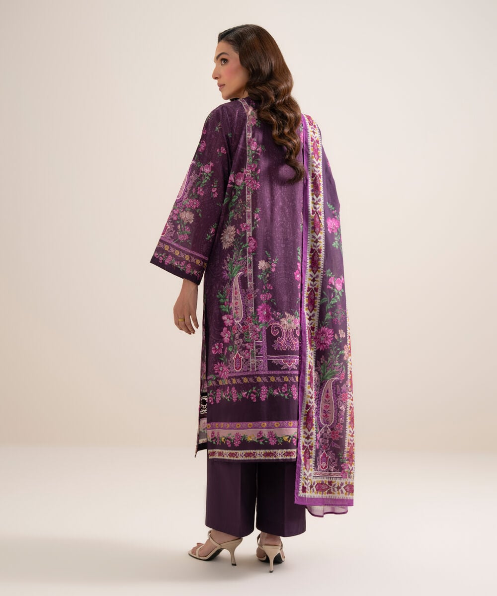 Women's Unstitched Lawn Embroidered Aqua 3 Piece Suit