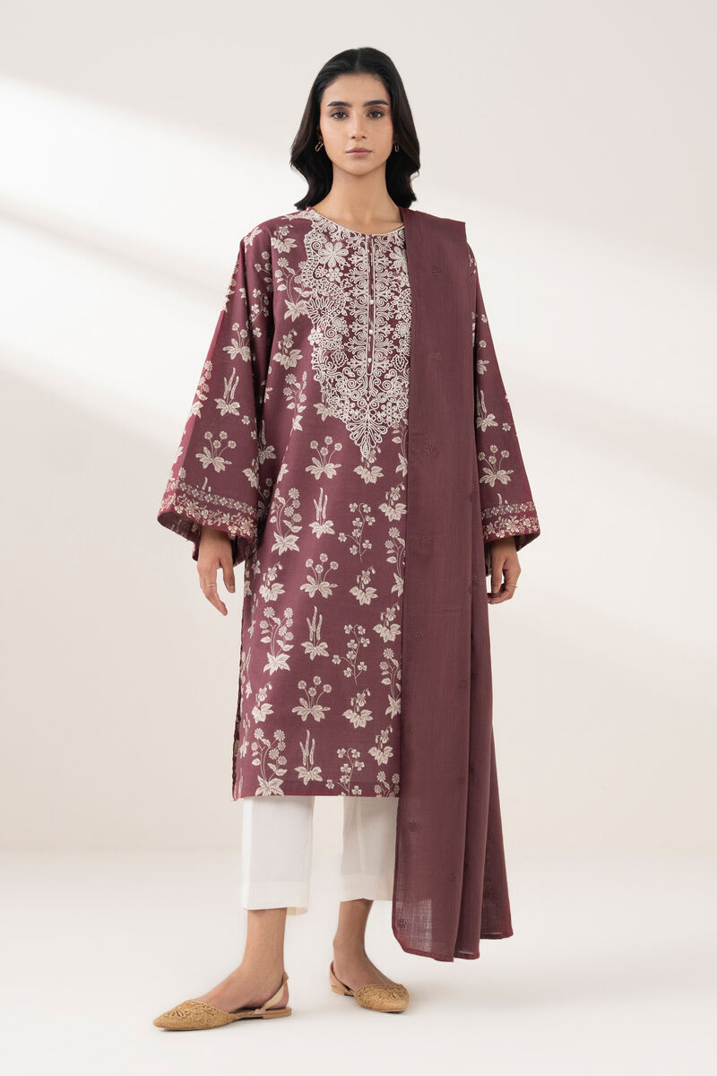 2 Piece - Embroidered Cotton Suit