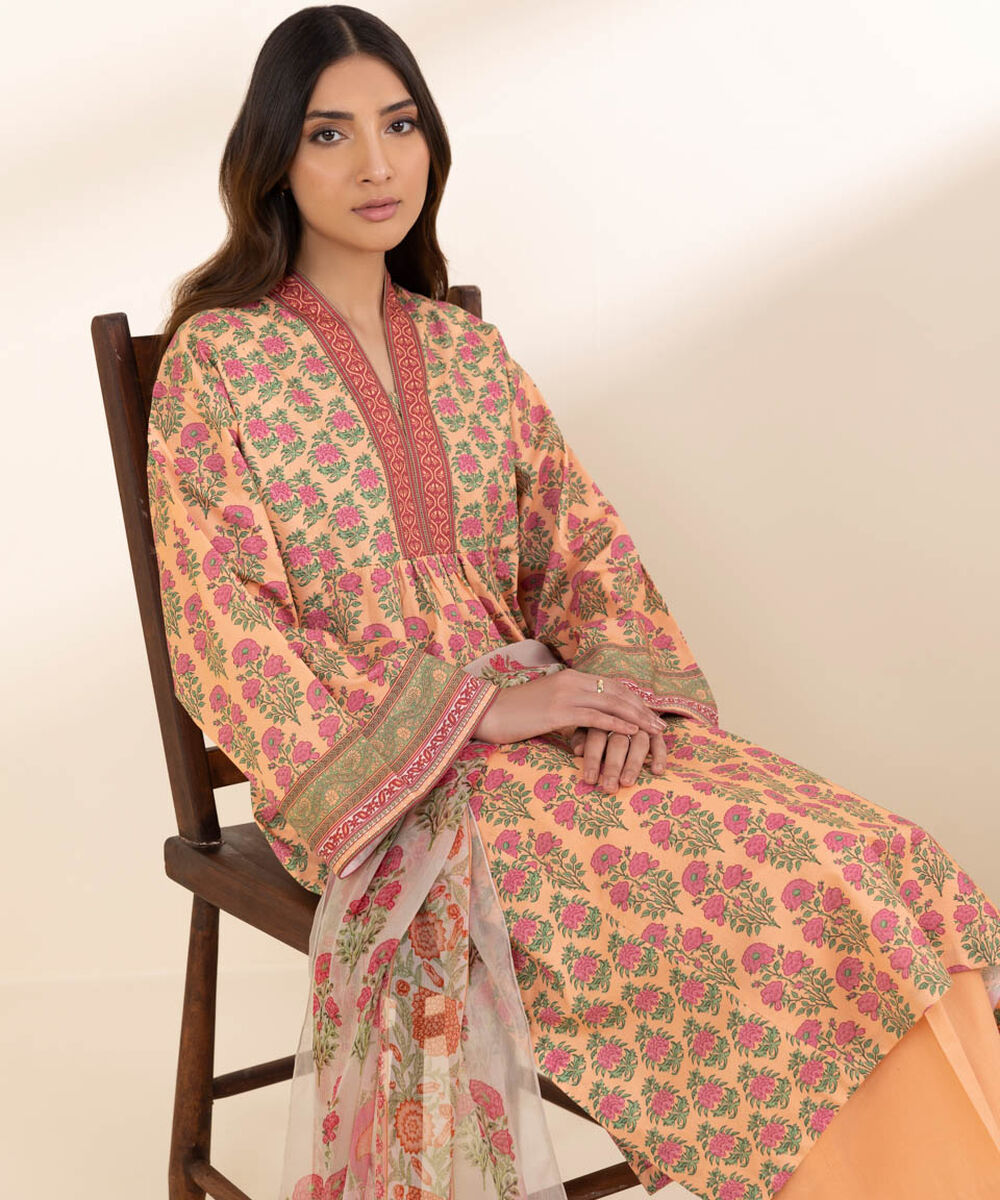 Unstitched Women's Pink Lawn Printed Shirt Dupatta