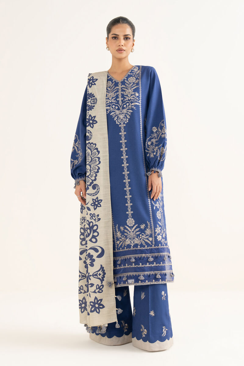 3 Piece - Embroidered Dobby Suit