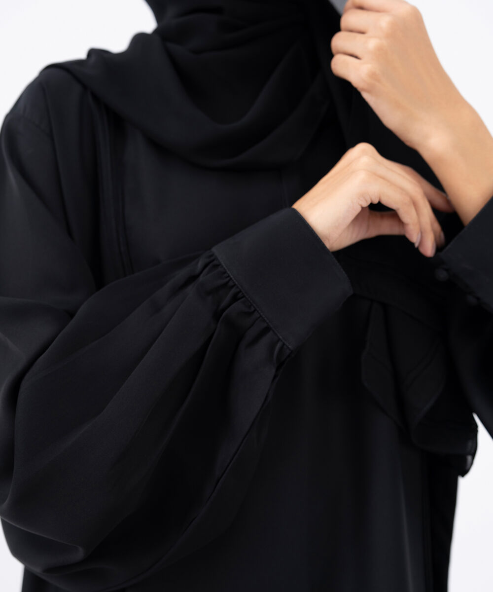 Women's Black Polyester Abaya Set