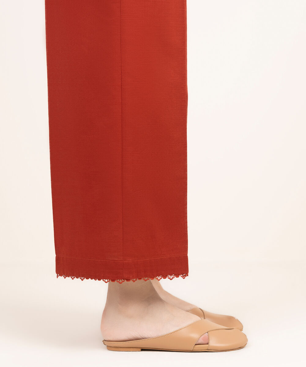 Women's RTW Khaddar Solid Orange Culottes