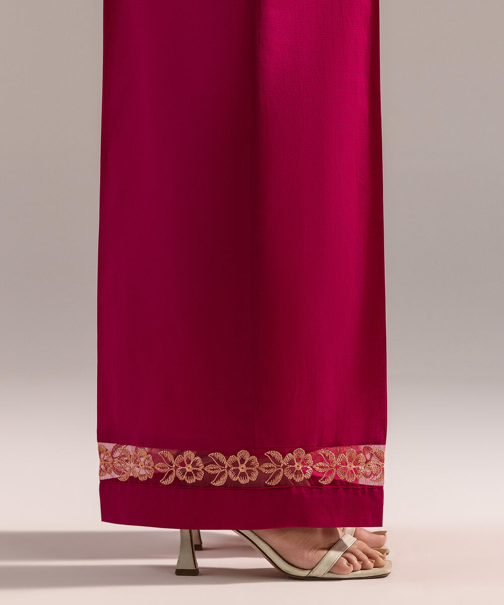 Women's RTW Cambric Embroidered Pink Culottes