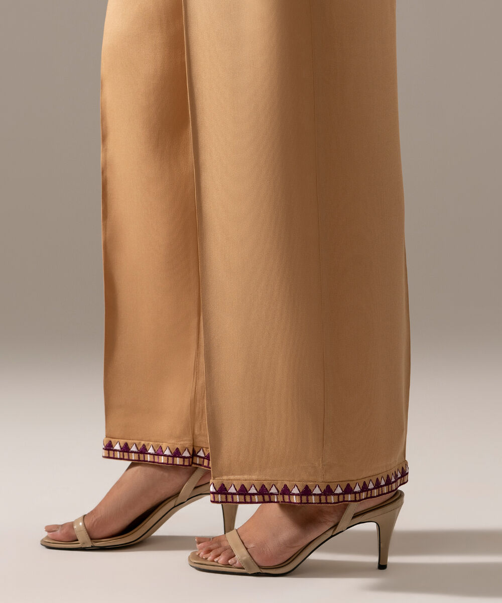 Women's RTW Bedford Solid Dark Beige Shalwar