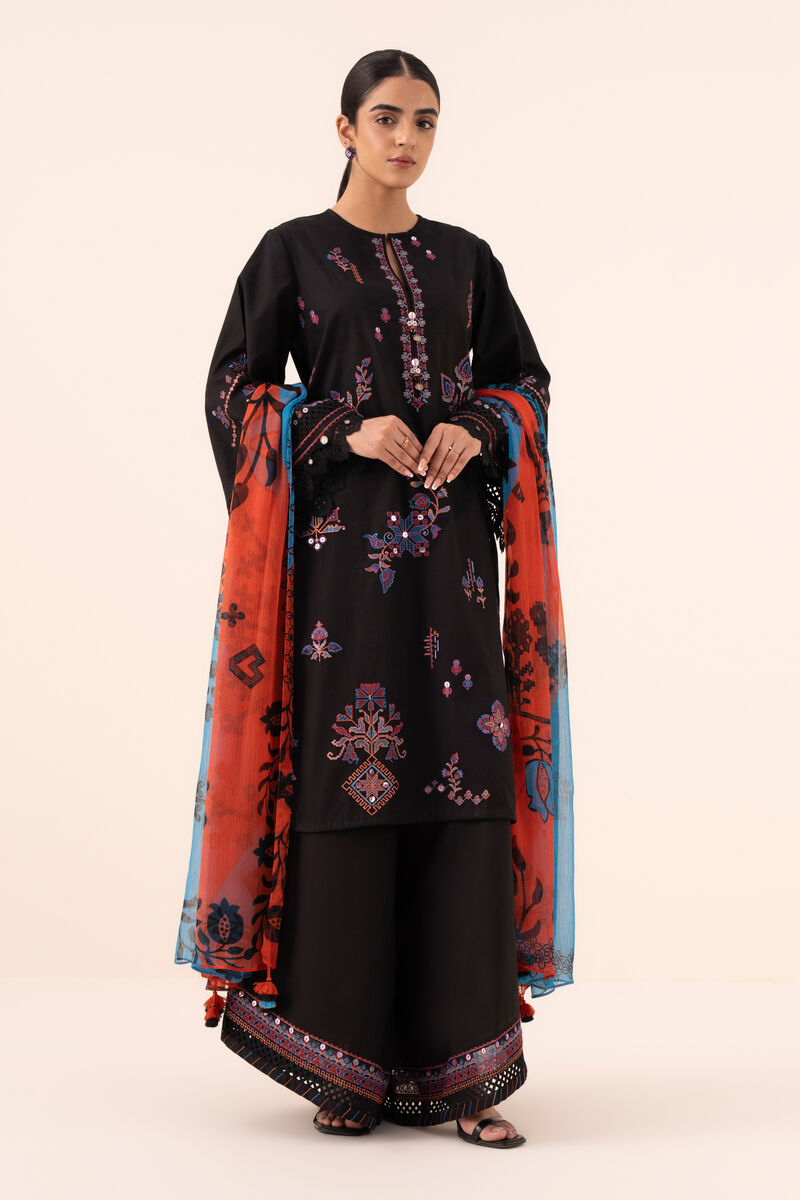 3 Piece - Embroidered Cotton Suit