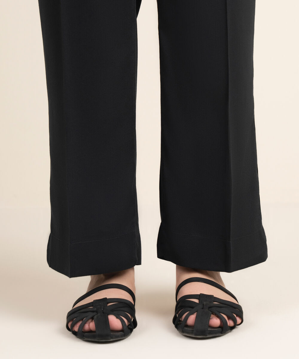 Women's RTW Bedford Solid Black Straight Pants