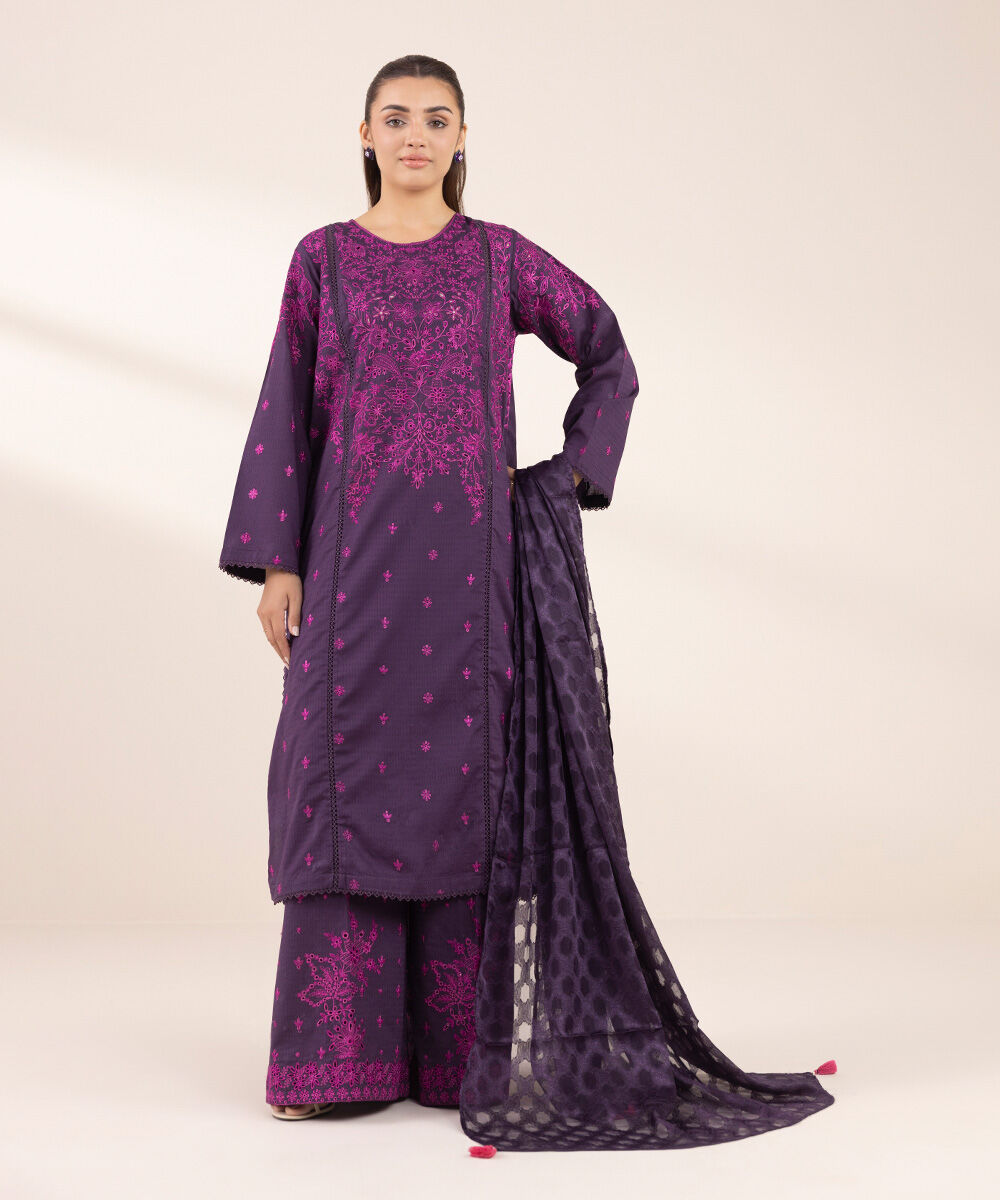 Brochea Jacquard Purple Solid Dupatta