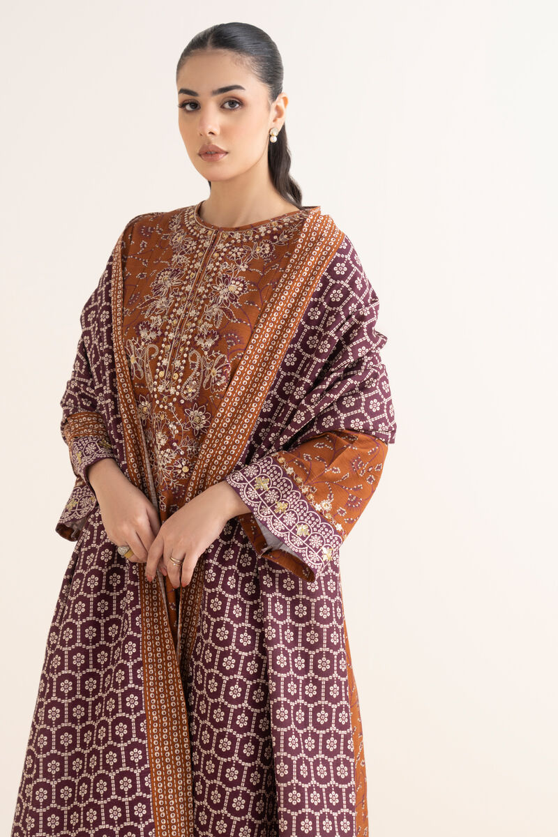3 Piece - Embroidered Khaddar Suit