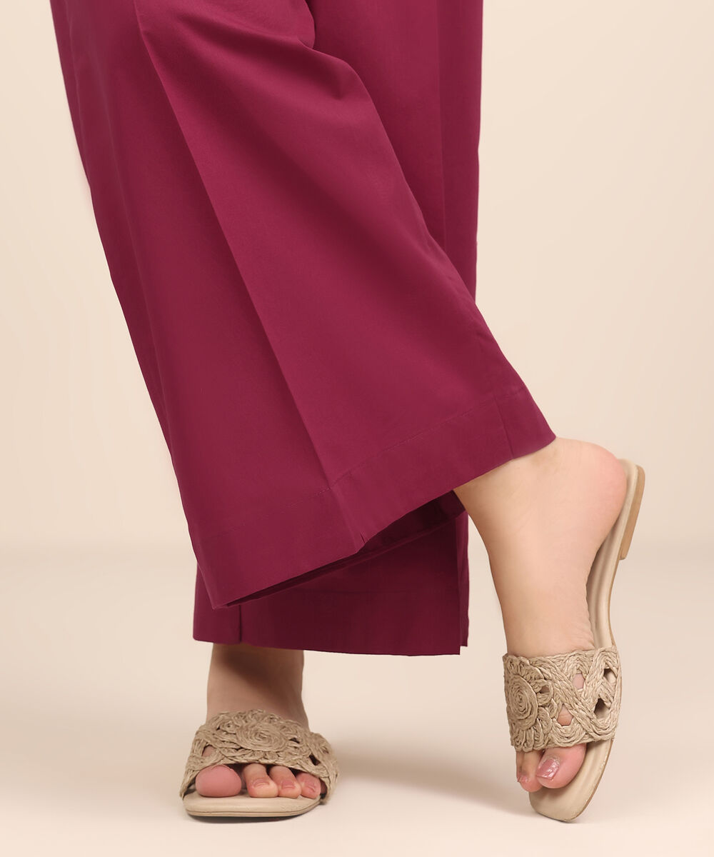 Women's RTW Cambric Pink Dyed Flared Pants