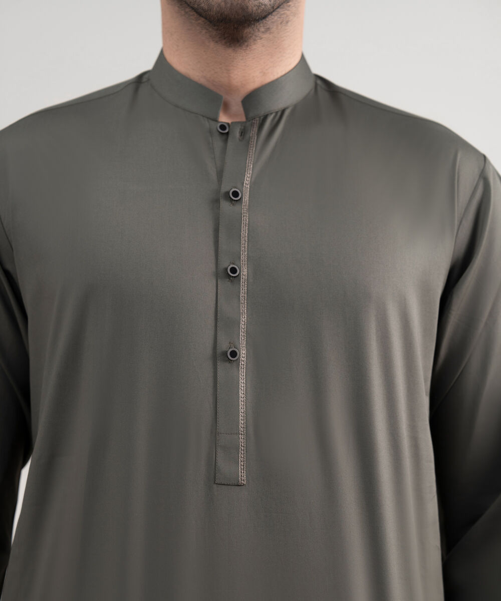 Men's Stitched Premium Cotton Dark Green Suit