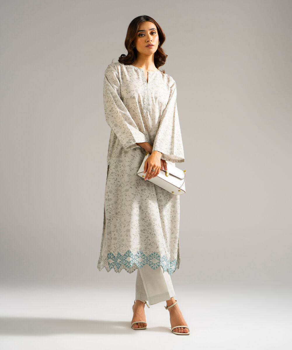 Women's RTW Zari Lawn Embroidered Grey 2 Piece Suit