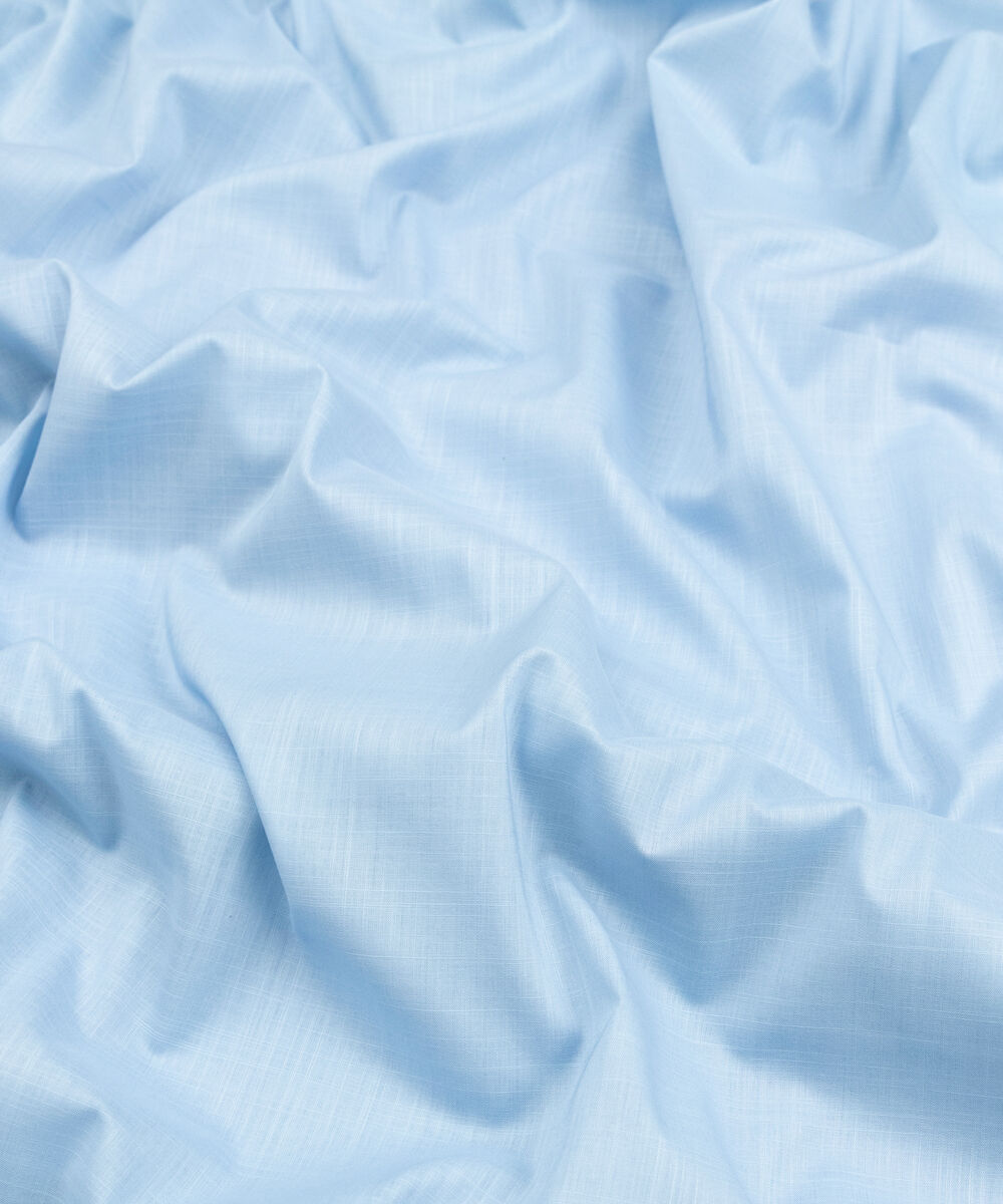 Men's Unstitched Two-Piece Soft Blue Premium Slub Cotton Suit