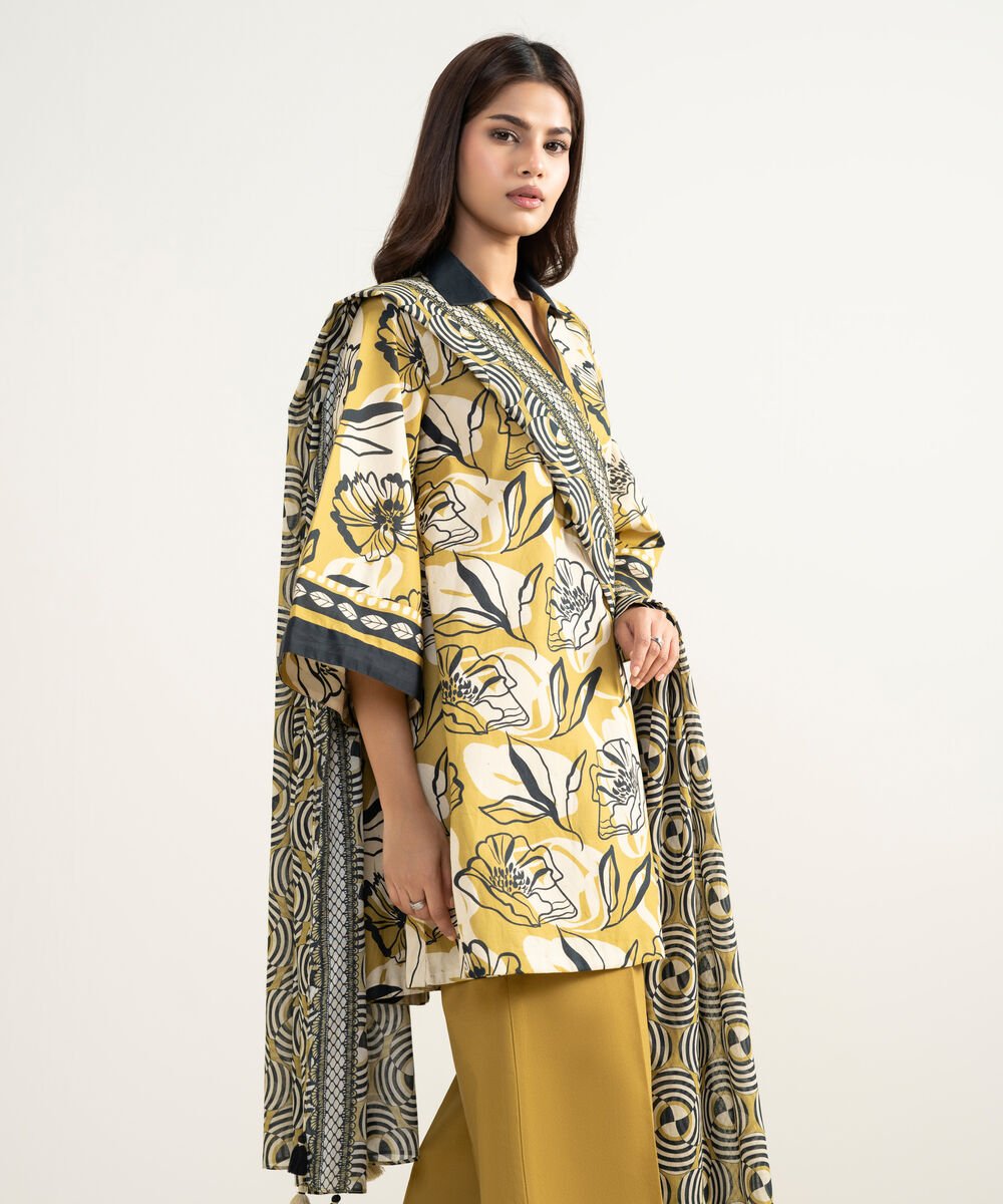 Women's Unstitched Lawn Printed Multi 3 Piece Suit