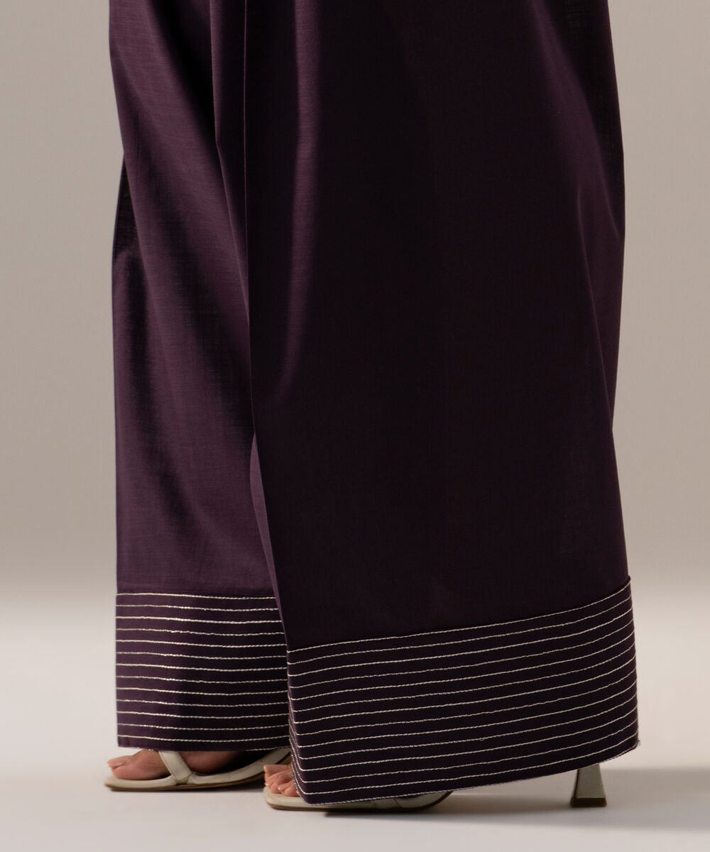 Women's RTW Cross Hatch Solid Purple Farshi Shalwar