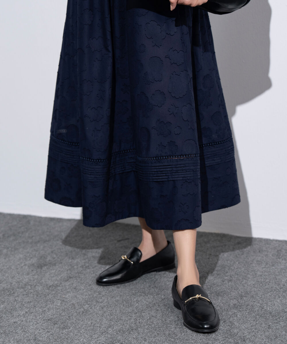 Women's Western Navy Flared Skirt With Panels Details