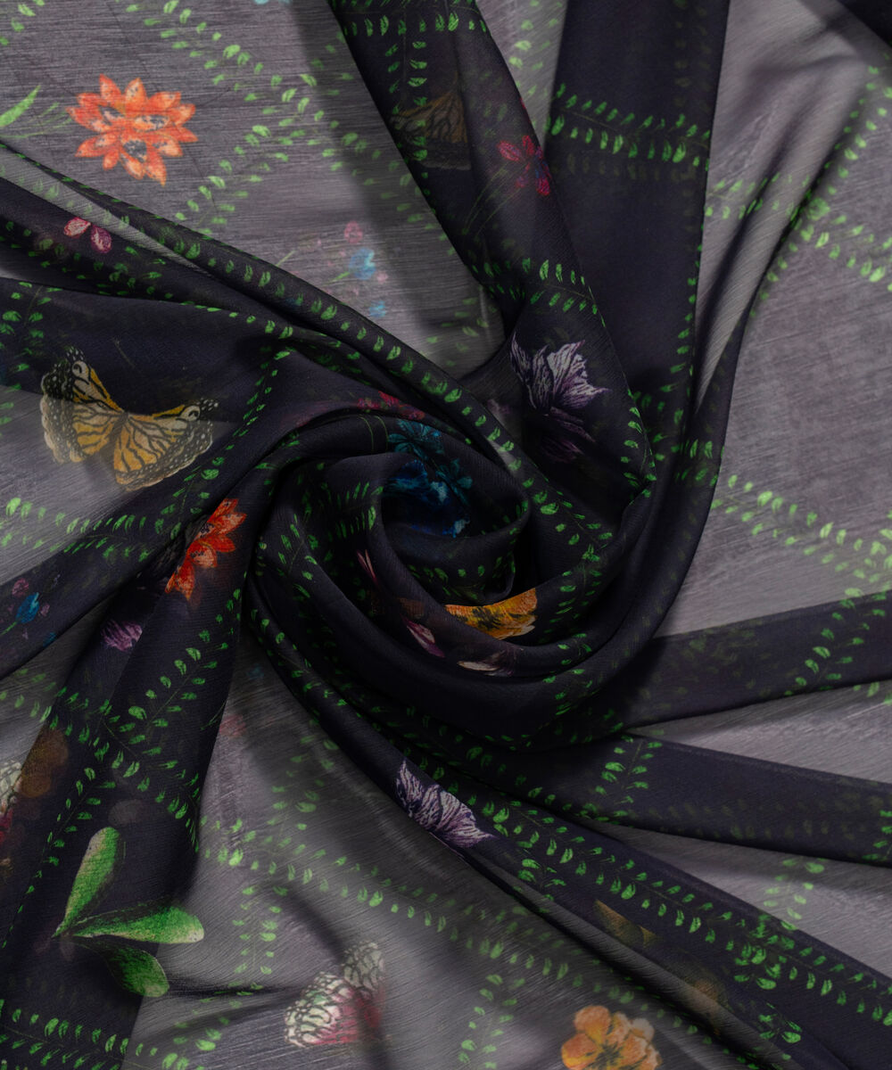 Women's RTW Blended chiffon Printed Purple Dupatta