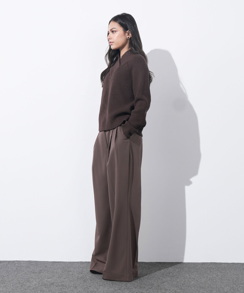 Women's Western Wear Brown Cross-Over High Neck Sweater