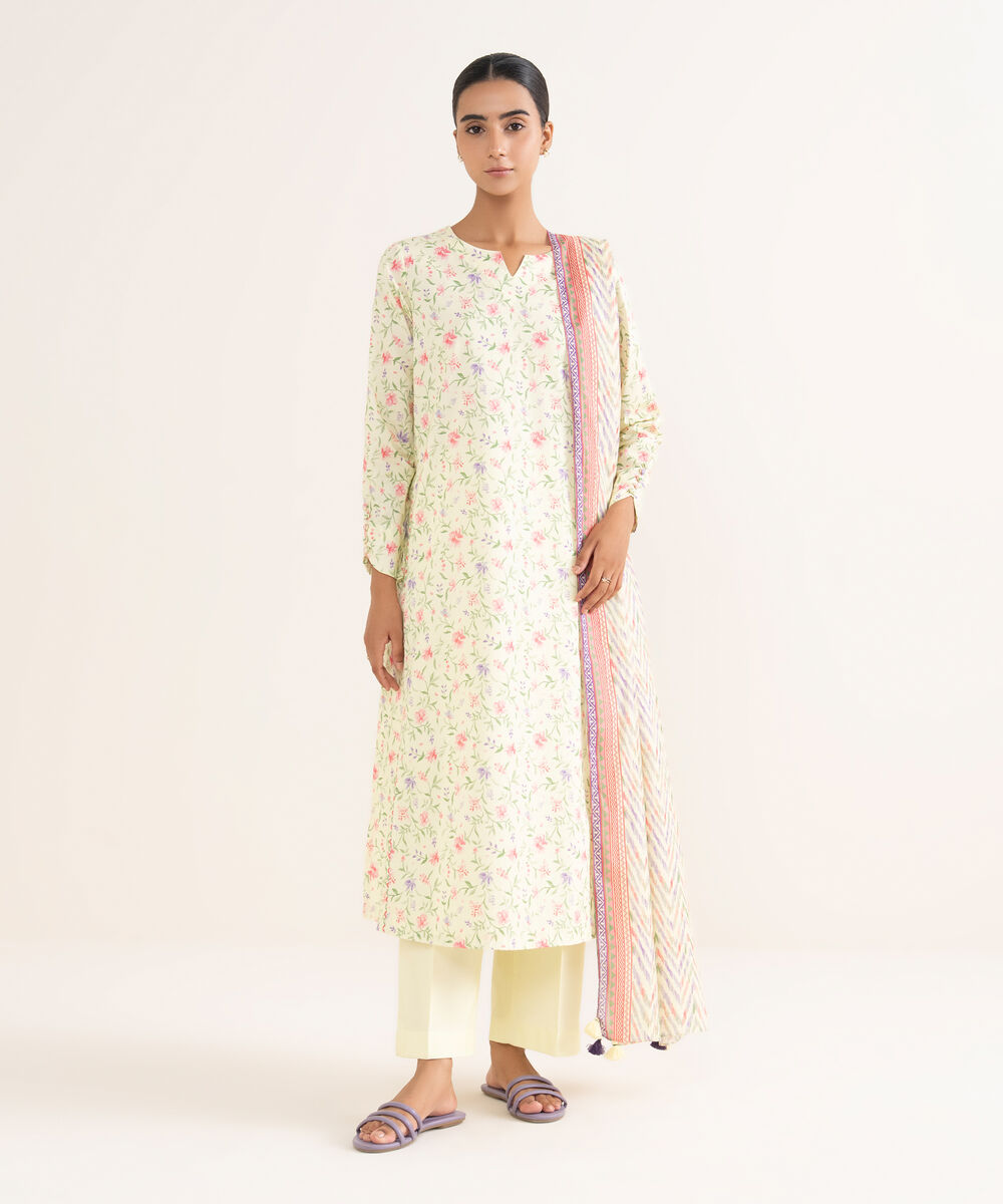 Women's Unstitched Lawn Printed Multi 3 Piece Suit