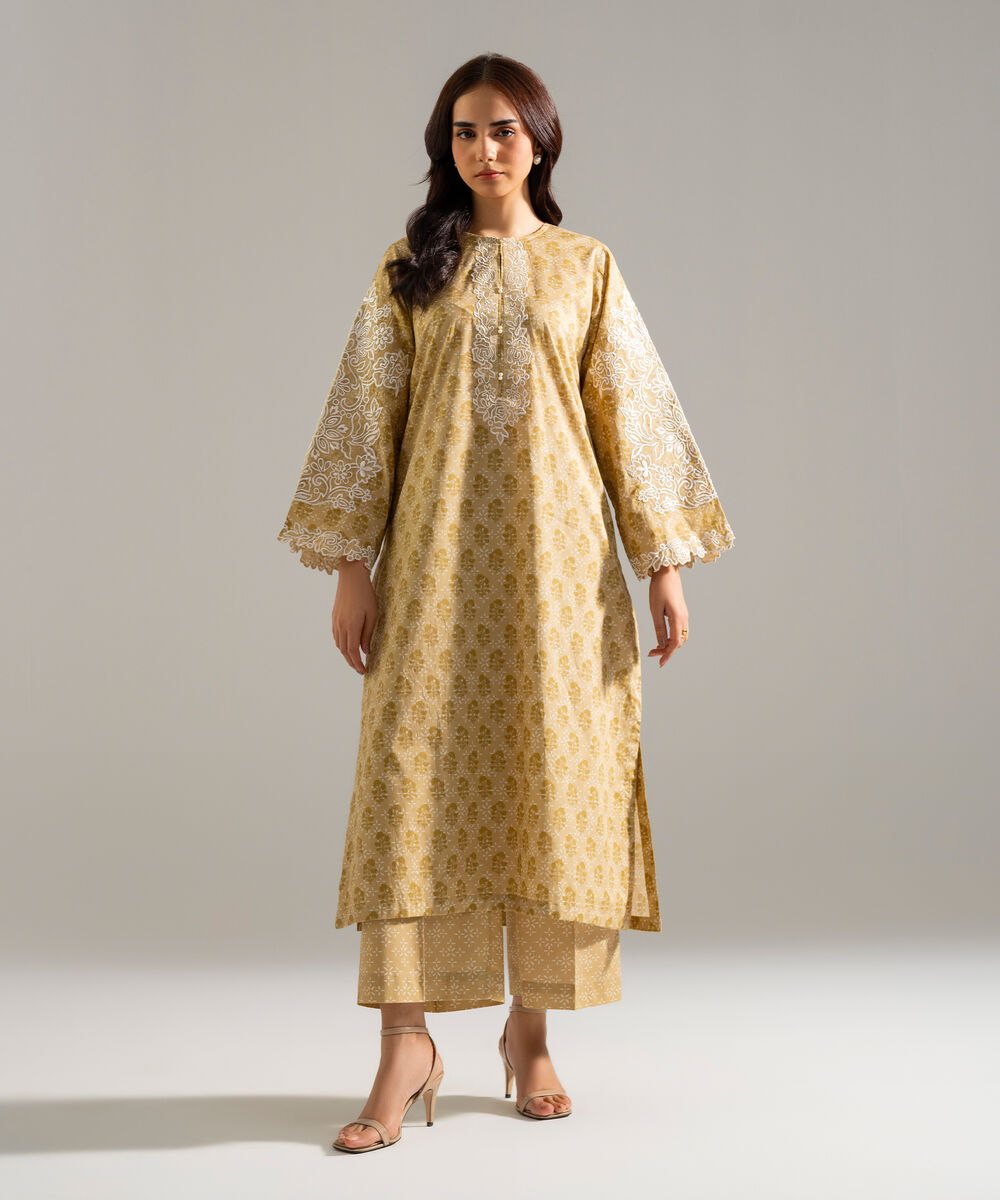 Women's RTW Lawn Embroidered Yellow 2 Piece Suit