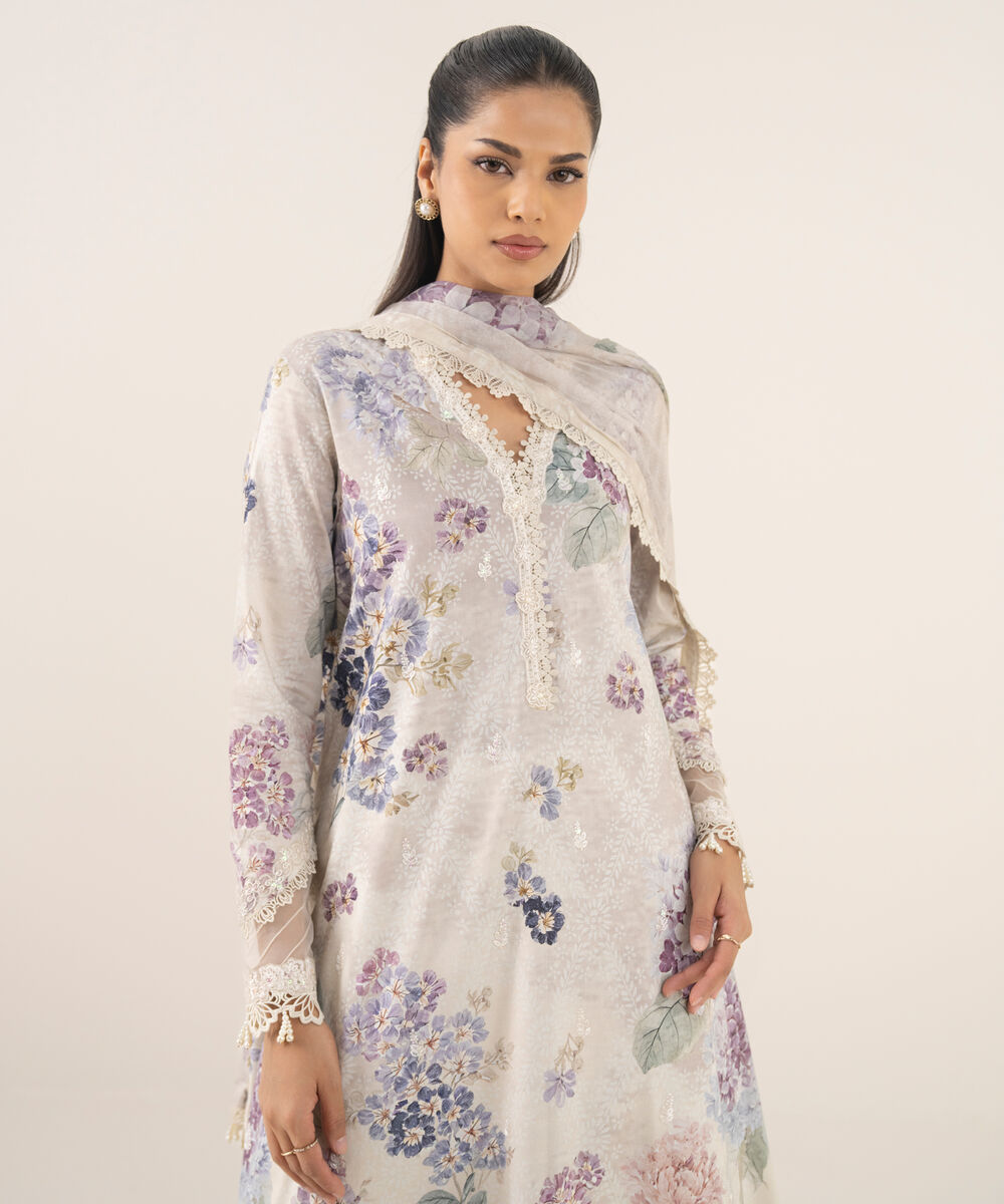 Women's Unstitched Pima Lawn Printed Three Piece Suit