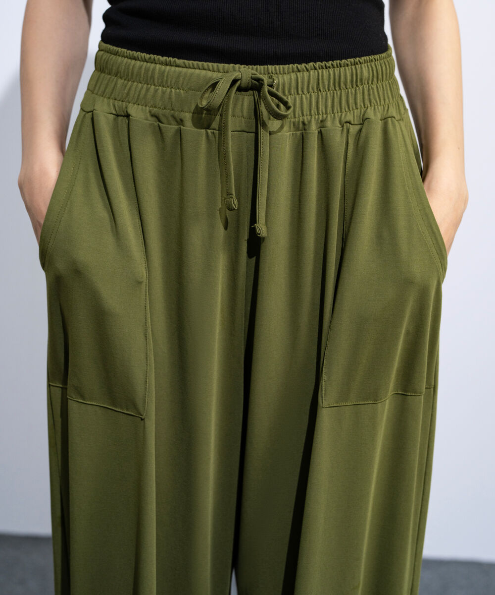 Women's Olive Green Flowing Balloon Trousers