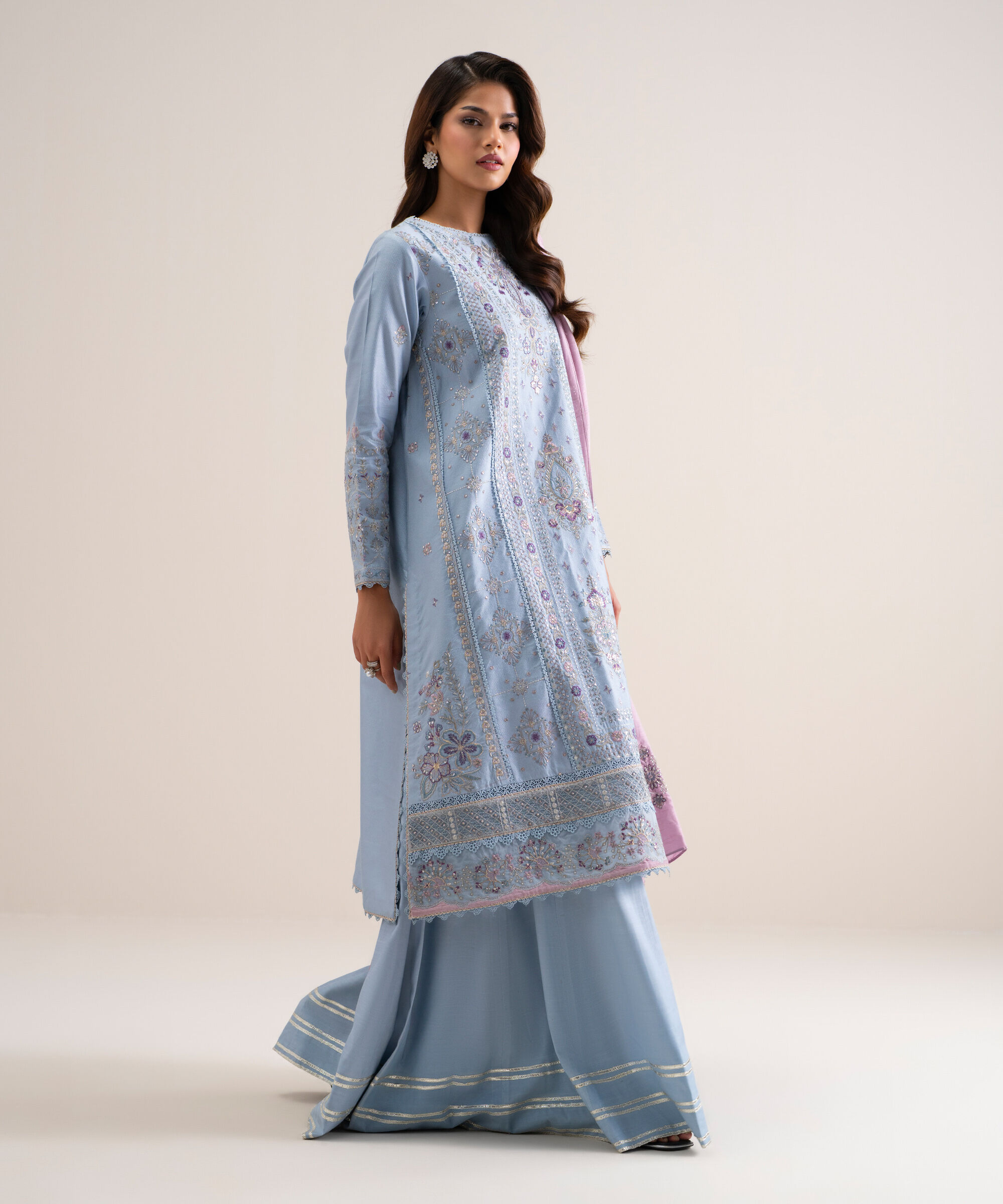 Unstitched 3 Pc Cotton Net 3FELX25V1026