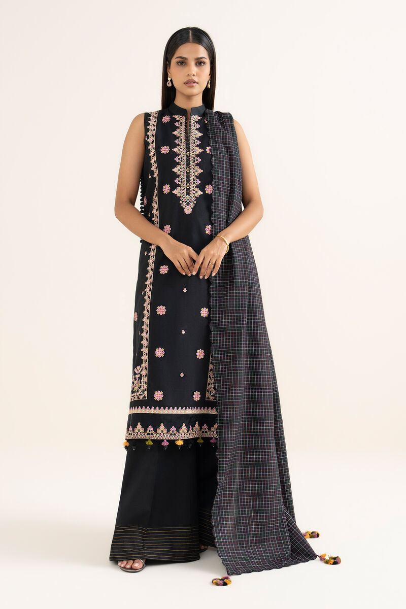 3 Piece - Embroidered Cotton Suit