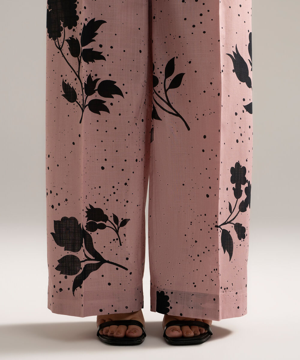 Women's RTW Cross Hatch Printed Light Mauve Culottes