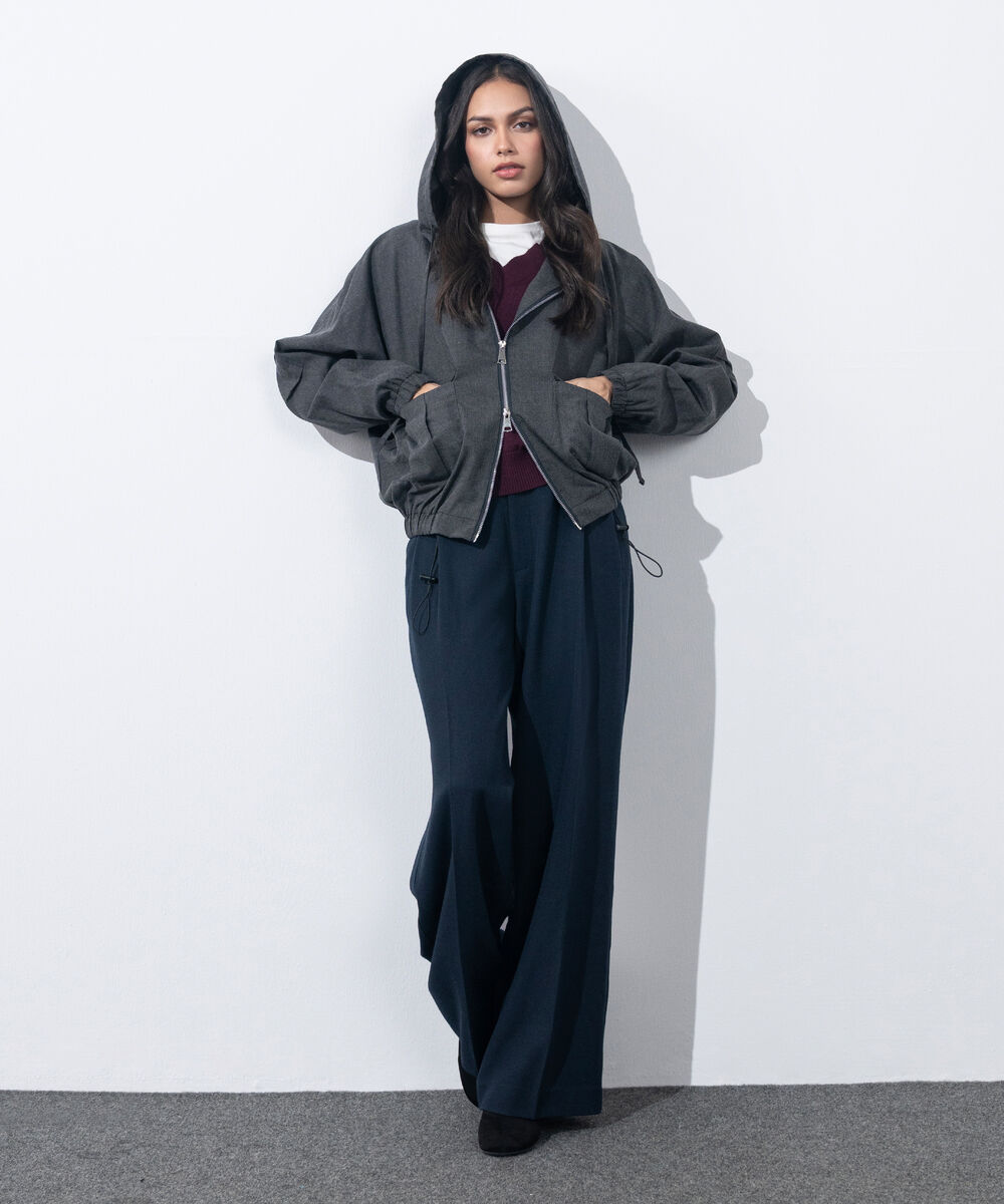 Women's Western Wear Grey Hooded Bomber Jacket