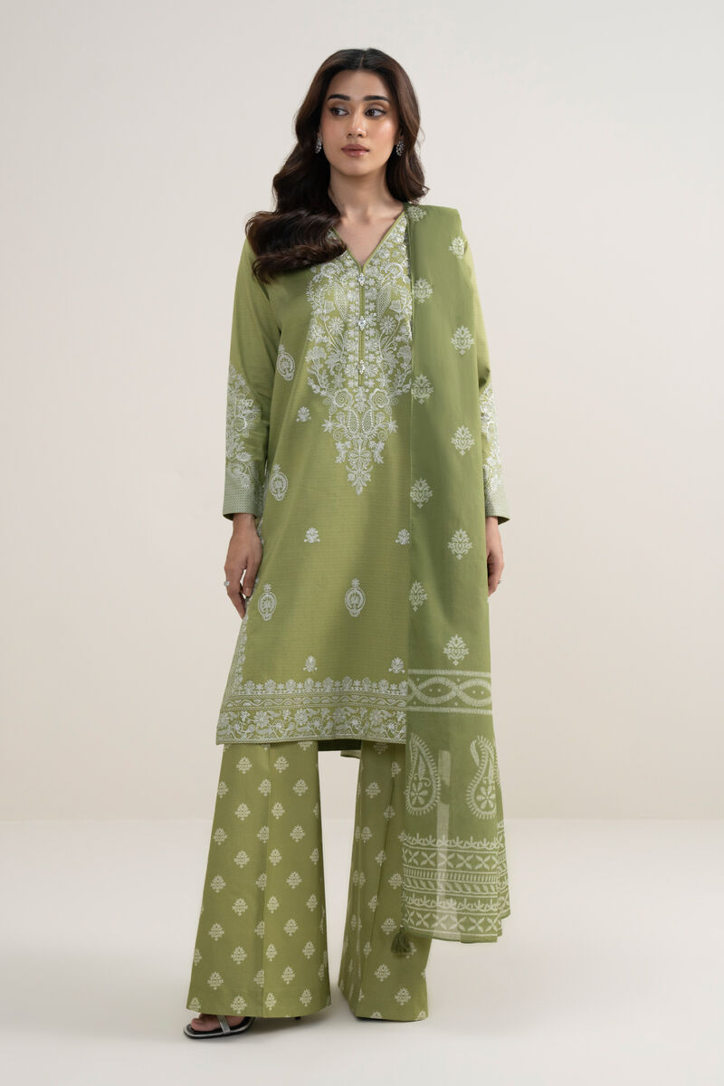 3 Piece - Embroidered Dobby Suit